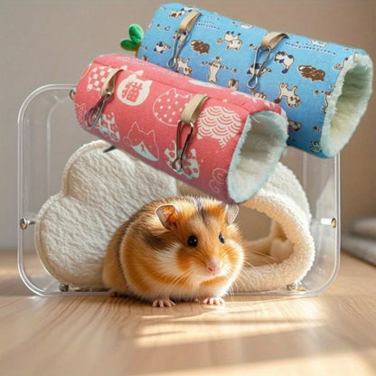 Hamster Ferret Tunnel Hammock - Warm Hanging Tube Bed for Small Animals, Guinea Pig, Rabbit & Rat Cage Accessory