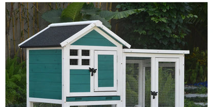 Rabbit Cage Anti Spray Urine Deluxe Double Drawer Rabbit Hutch Solid Wood Pigeon Coop Chicken Cage Bottom Mesh Outdoor