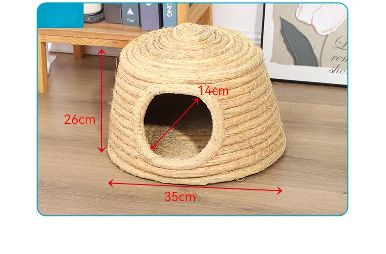 Straw Hand Woven Breathable Rabbit Grass Mat Four Season Hamster Guinea Pig Dutch Pig Foot Mat Rabbit Grass Nest Pet Supplies