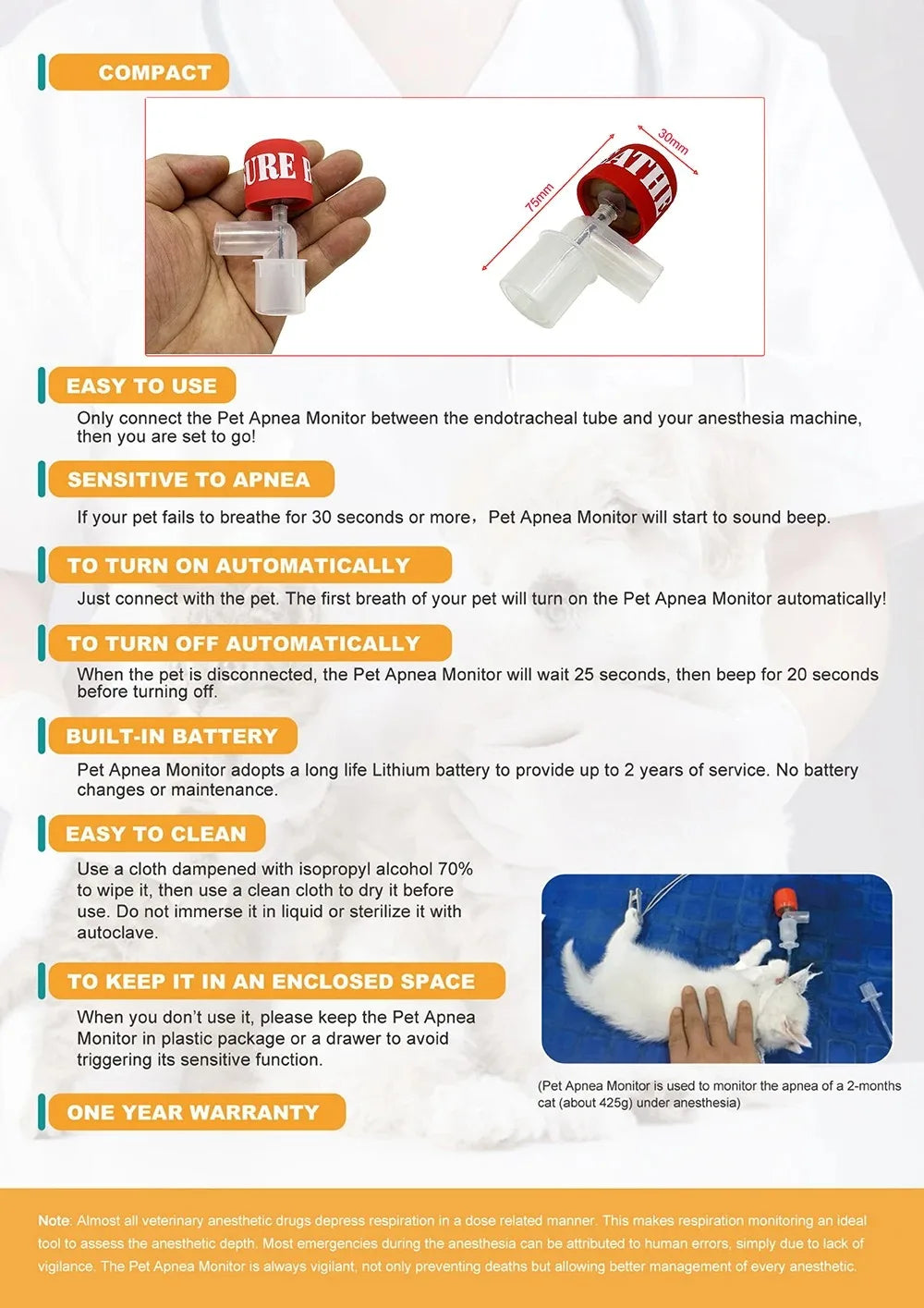 Pet Respiratory Alarm Pet Suffocation Alarm Tracheal Intubation Suffocation Alarm Pet Cat And Dog Supplies Pet Care Room