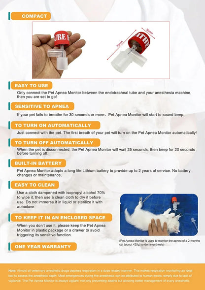 Pet Respiratory Alarm Pet Suffocation Alarm Tracheal Intubation Suffocation Alarm Pet Cat And Dog Supplies Pet Care Room
