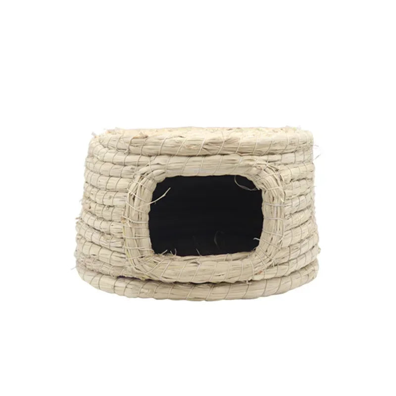 Pet Rabbit Grass Bed Natural Straw Woven House Bunny Chew Toys Hay Nest Bed for Hamsters Chinchillas Mice Small Animals