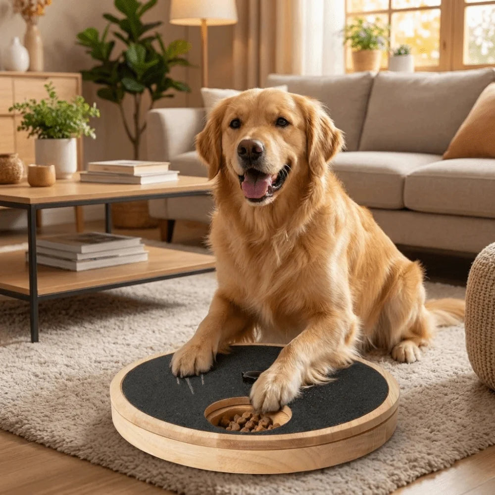 Rotating Dog Scratching Board Round Non-Slip Dog Nail Grinding Pad Wear-resistant with Treat Box Pet Slow Feeding Plate for Dogs