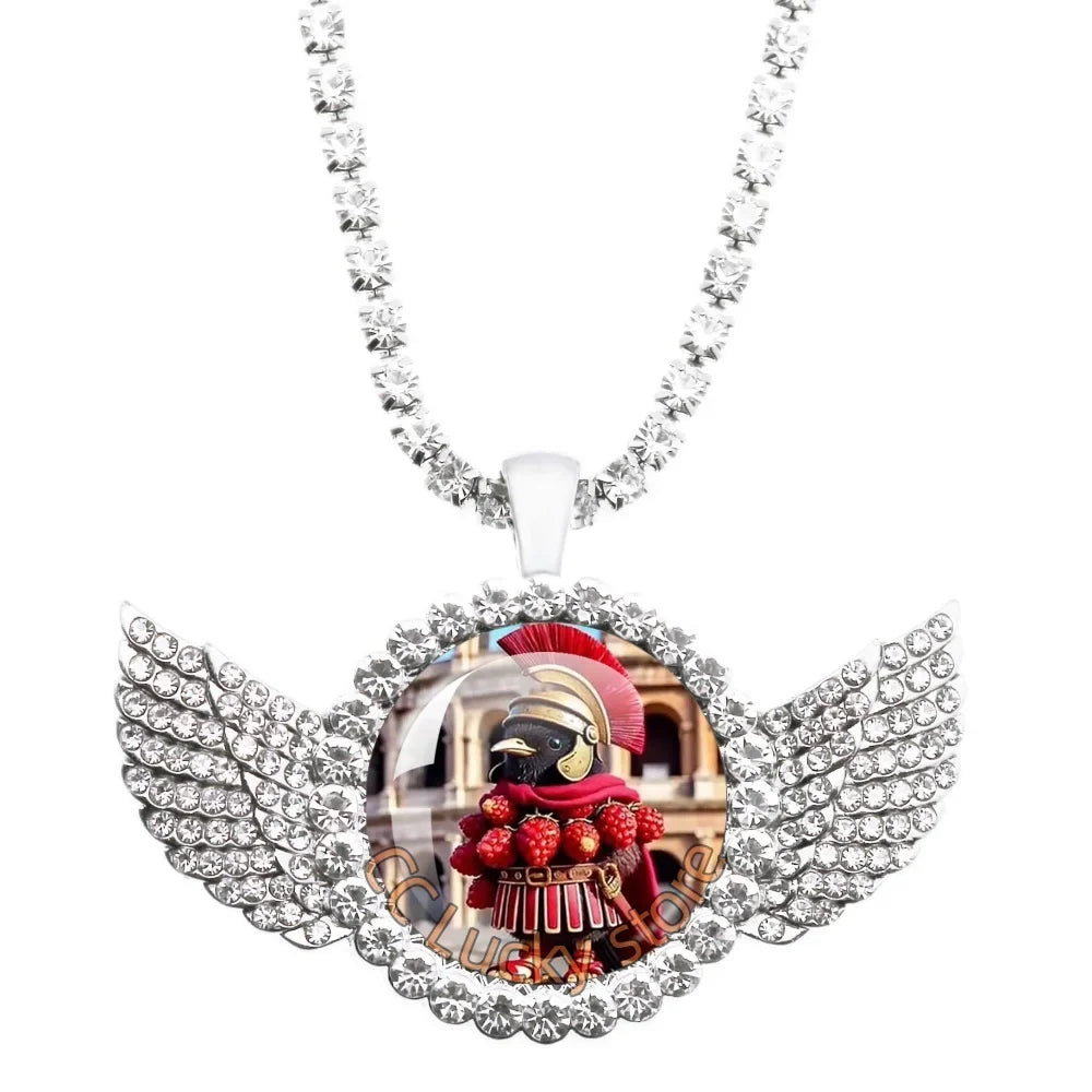 25mm Angel Wing Necklace | Italian Brainrot Pendant Funny Animal Jewelry Gift