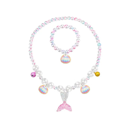 Mermaid Necklace Set for Girls | Sparkling Fish Tail Shell Jewelry Gift