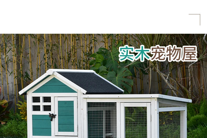 Rabbit Cage Anti Spray Urine Deluxe Double Drawer Rabbit Hutch Solid Wood Pigeon Coop Chicken Cage Bottom Mesh Outdoor
