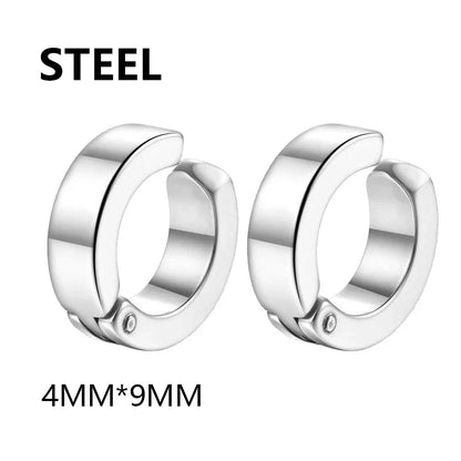 Punk Cross Stars Clip On Earrings | No Piercing Stainless Steel Ear Cuffs for Women Men