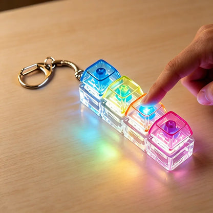 LED Keyboard Keychain Fidget Toy | Crystal Clicker for Stress Relief