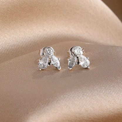 2026 New Fashion Hoop Earrings Set for Women | Ginkgo Leaf Enamel Flower Stud, Cute Crown Heart Zircon Earrings
