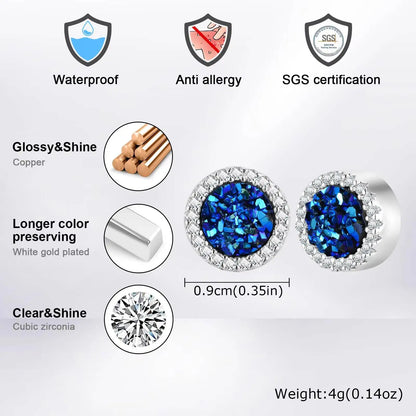 Vnox Magnetic Clip Earrings Non Piercing | Hip Hop Zircon Studs for Men Women Silver Party Gifts