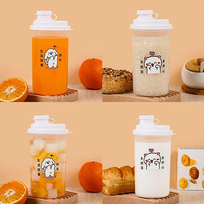 Cartoon Espresso Coffee Cup with Lid | Graduated Plastic Cappuccino Latte Mug for Home Barista