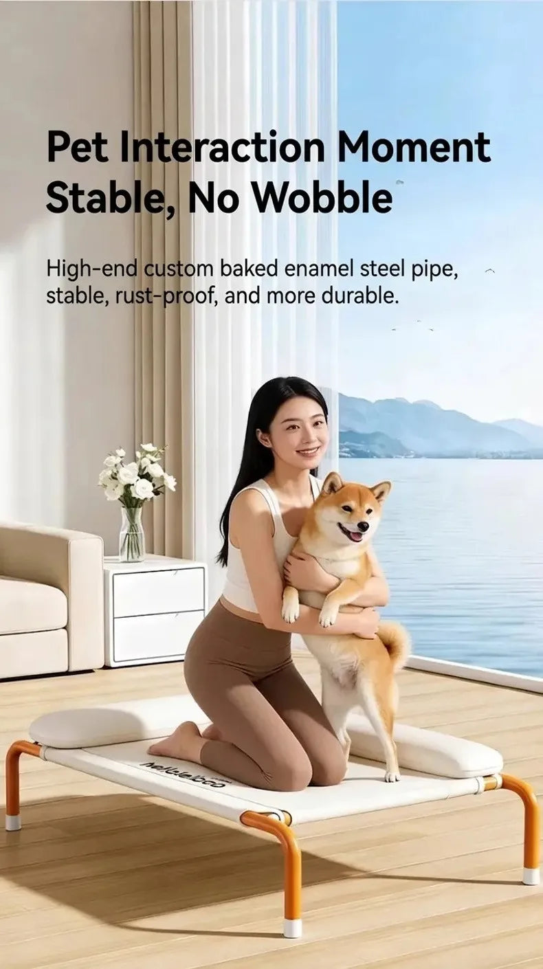 Pet Furniture Mesh Elevated Dog Beds Breathable Removable Raised Dog Bed with Pillow Outside Dog Bed Cat Patio Sunbathing