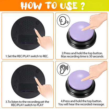 Pet Communication Button Recordable Talking Training Buzzer Cat Dog Toys Talking Starters  Speaking Button Portable Pet Supplies