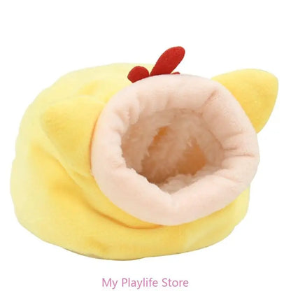 Cute Cartoon Rabbit Squirrel Mini Cage Guinea Pig Nest Small Animal Mice Rat Pet Sleeping Bed Hamster House Winter Warm Soft Mat