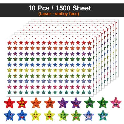 Happy Face Stars Reward Sticker Pack | 450-3000 Sheets for DIY Decor