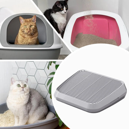 Cat Litter Tray With Sand Control Mechanism Double-layer Filtration Ramp Elevated Non-Slip Tray Anti Tracking Easy Cleaning