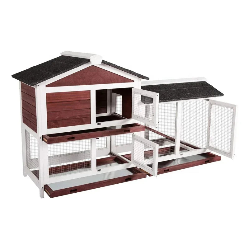 Outdoor Solid Wood Large Pet House Bamboo Rabbit House Cages Coop Wooden Rabbits Hutch