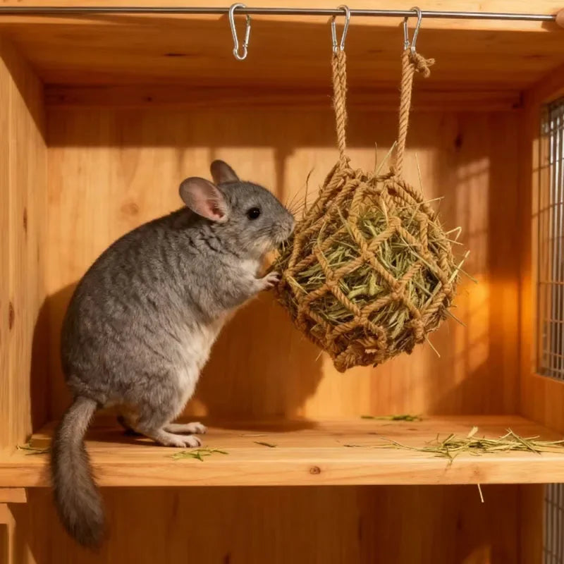 Hanging Rabbit Hay Feeder Ball Holder Food Rack Durable Cage Small Pet Feeding Bowl for Hedgehog Ferret Gerbils Pets Supplies