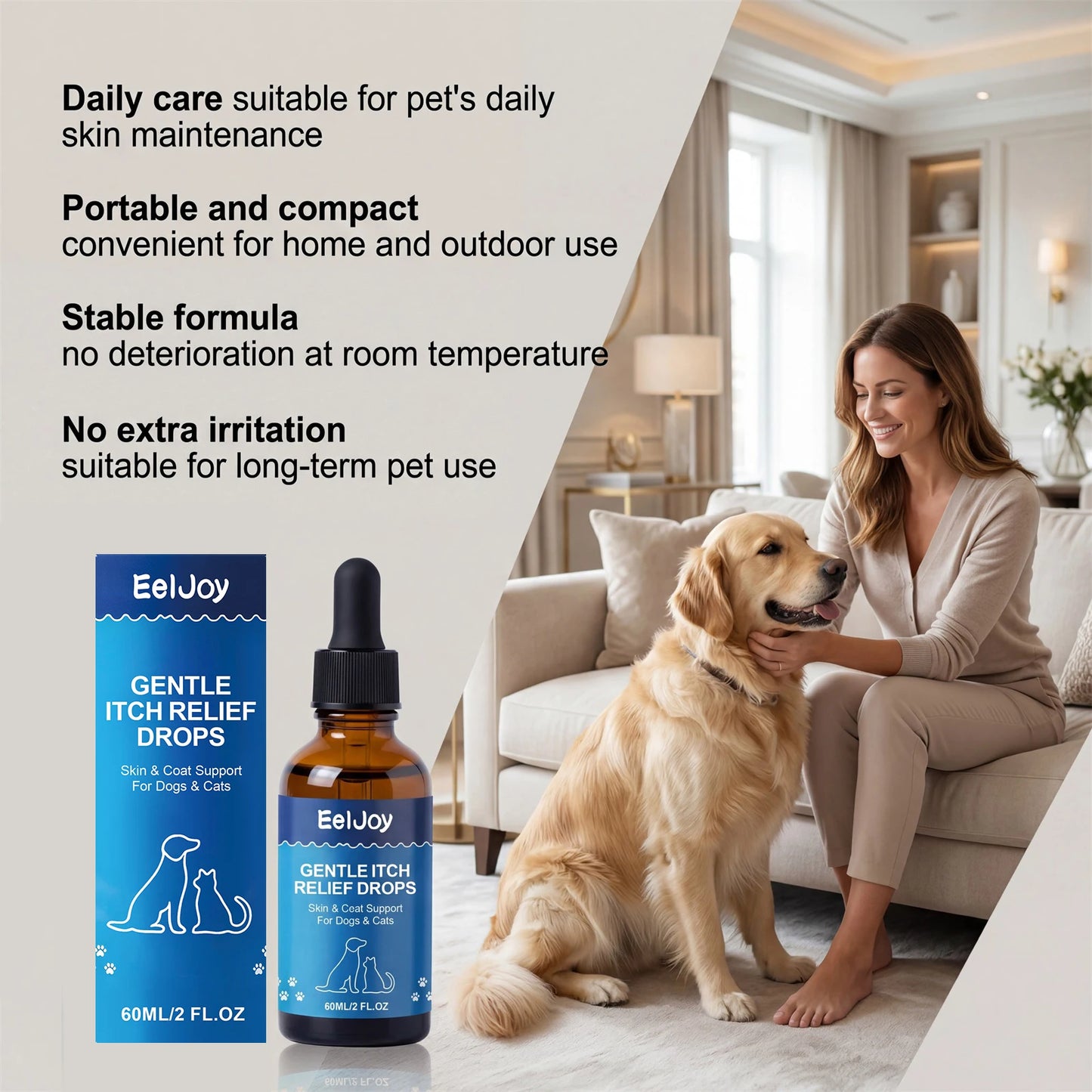 Pet Skin Care Drops Nourishing Fur Relieve Itching & Discomfort Reduce Scratching Moisturizing Gentle Pet Skin Soothing Liquid
