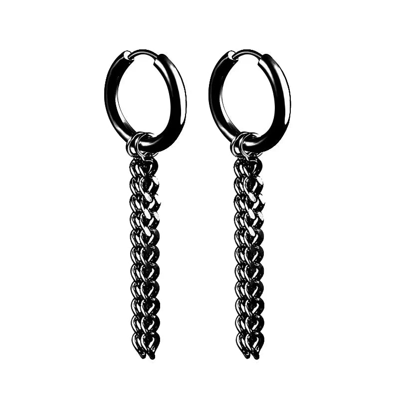 Vintage Punk Stainless Steel Stud Earrings for Men Women | 1 Pair Black Earrings Set