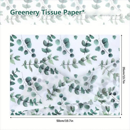 Eucalyptus & Snow Pear Tissue Paper | Green Leaf Design for Gift Wrapping