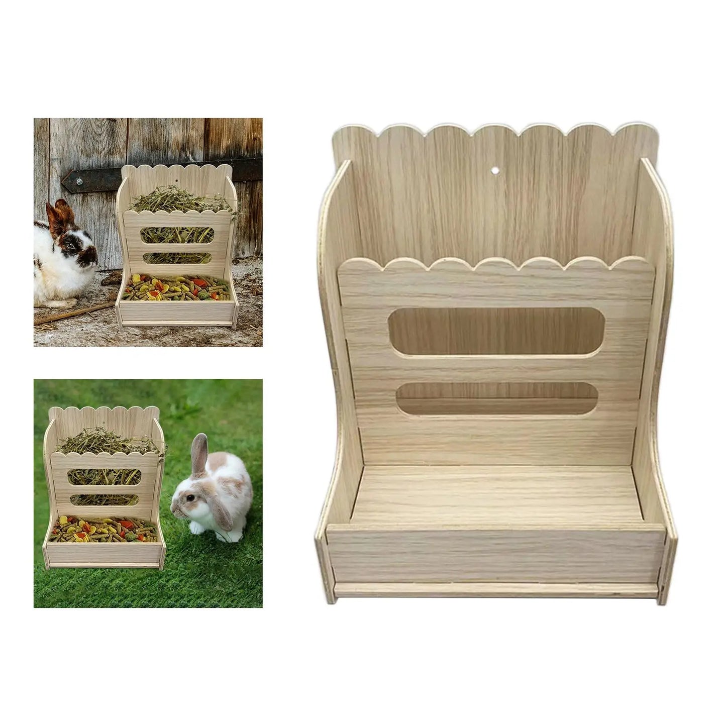 Rabbit Wooden Hay Rack Small Animals Grass Holder Multipurpose Guinea Pigs Food Dispenser for Small Pets Chinchilla Hedgehog