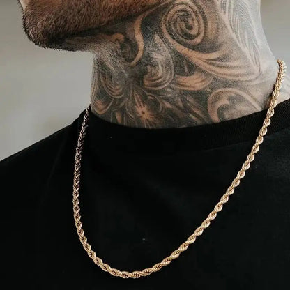 Vnox Twist Rope Chain Necklace for Men Women | Waterproof Stainless Steel Unisex Chain