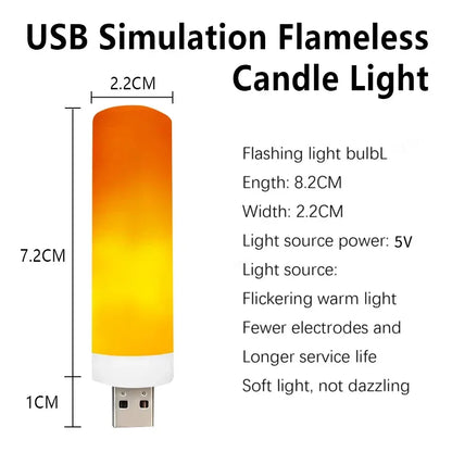 USB LED Flame Light Bulb | Simulated Candle Night Lamp