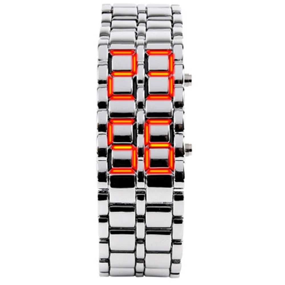 Fashion Mens Digital Lava Wrist Watch | Full Metal LED Display Timepiece