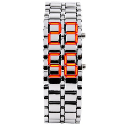 Fashion Mens Digital Lava Wrist Watch | Full Metal LED Display Timepiece