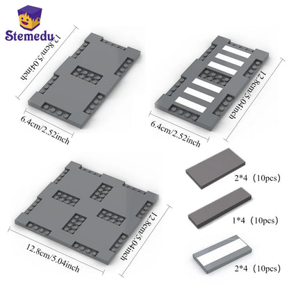 City Road Street Baseplate Building Blocks | Pedestrian Crossing Base Compatible with Major Brands