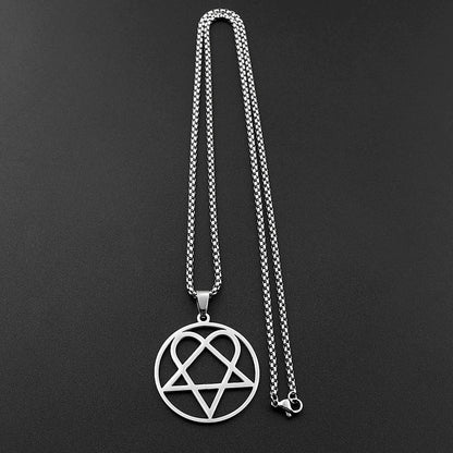 Stainless Steel Heartagram Pendant Necklace | Unisex Music Band Jewelry Gift