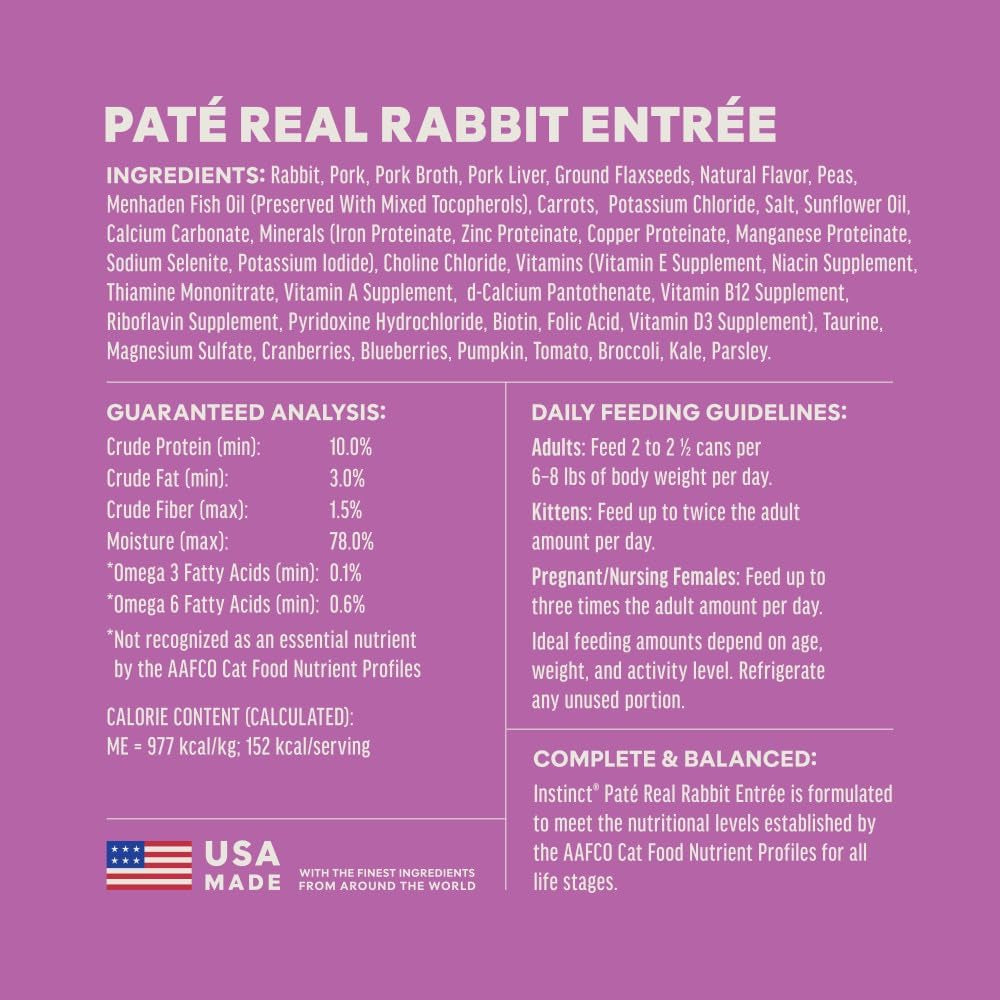 Original Grain Free Real Rabbit Recipe Natural Wet Canned Cat Food by Nature'S Variety, 5.5 Oz. Cans (Case of 12) | Rich & Creamy Pate Texture, High Protein, Real Rabbit, Whole-Food Ingredients, Grain-Free, Hydration Support