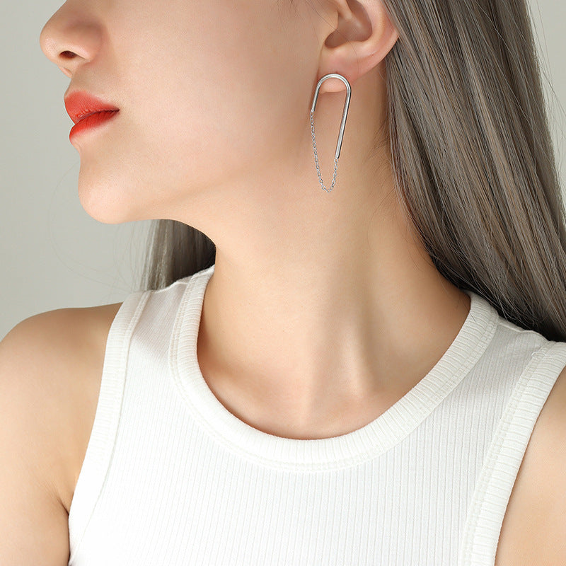 Euro-American Chain U-shaped Ear Studs