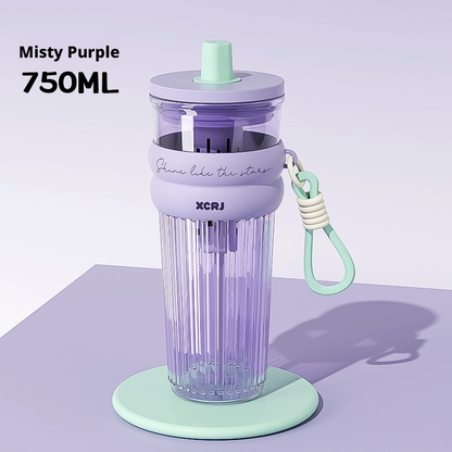 Straw large capacity water cup-gray-1 piece