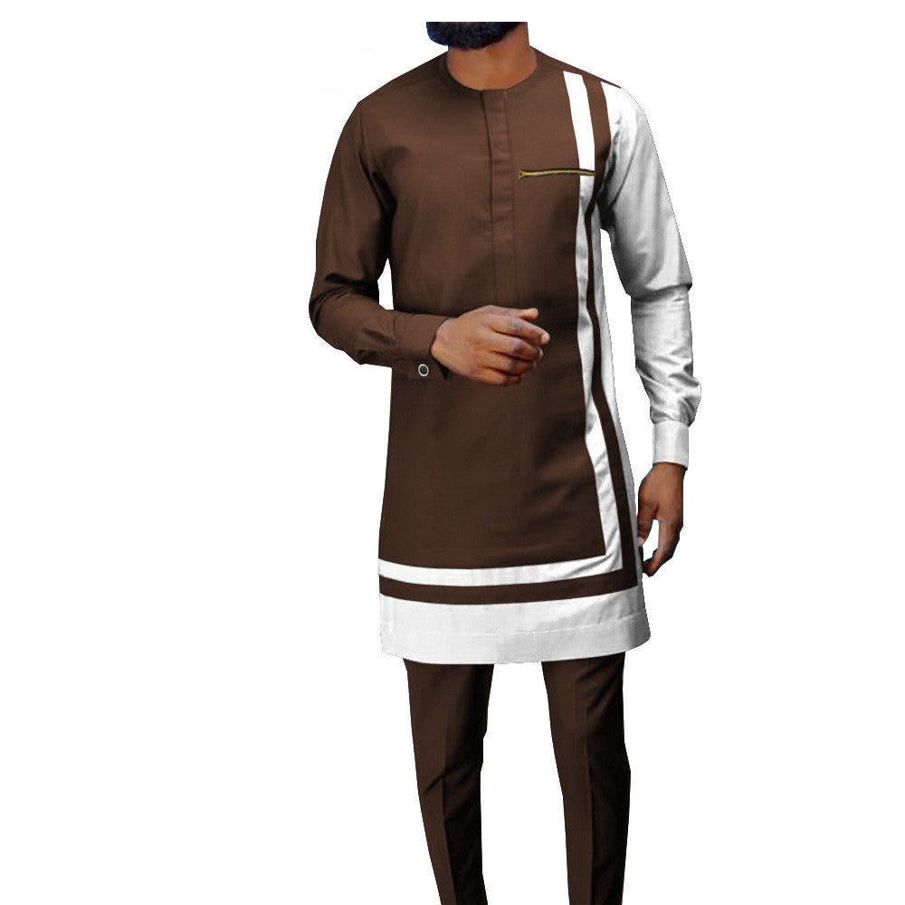 African Ethnic Printing Batik Cotton Men's Suit