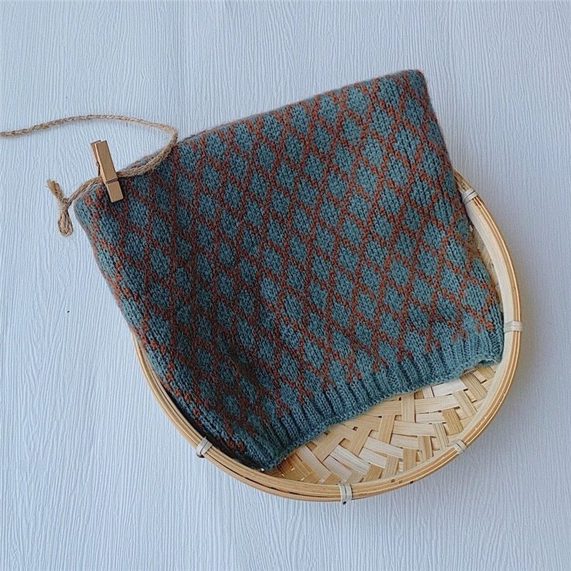 Warm All-matching Plaid Knitted Children's Scarf