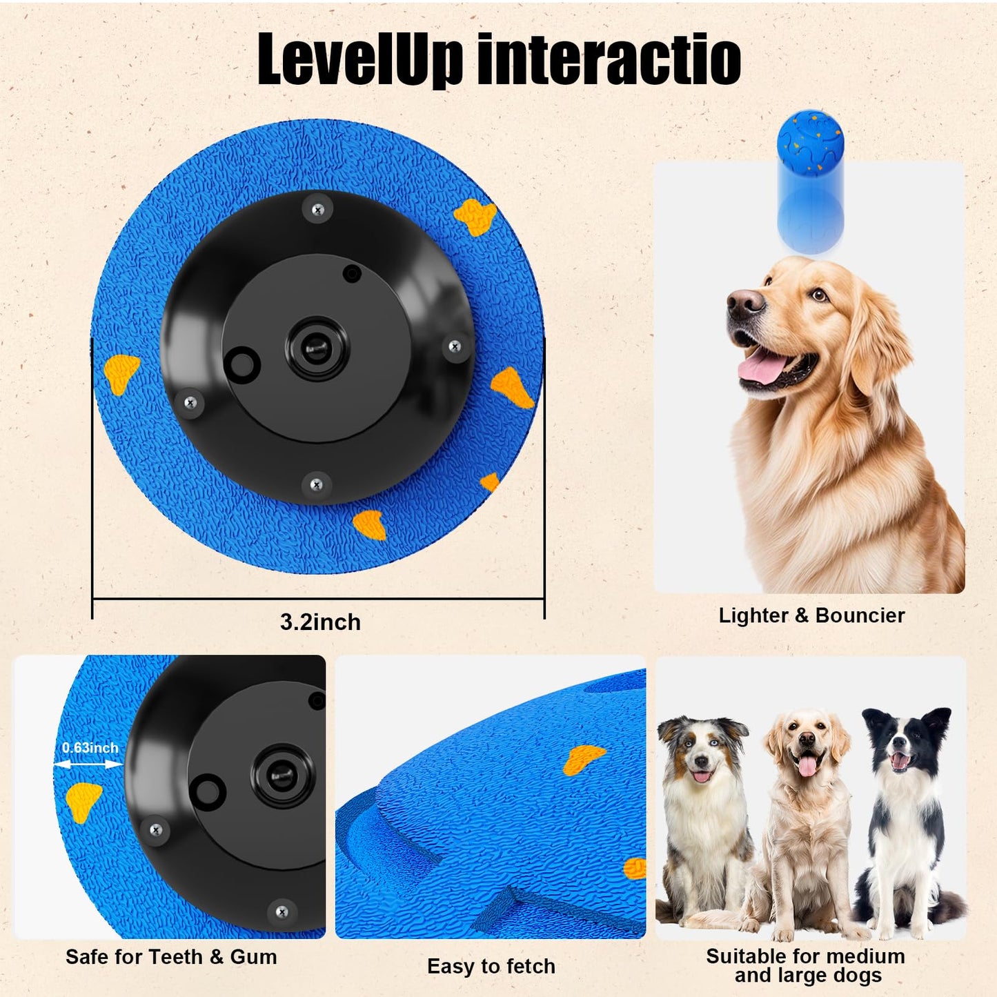 Interactive Dog Ball Toy, Smart Dog Toy For Medium And Large Dogs, Automatic Moving Rotating & Bouncing Ball, Durable E-TPU Material, IP54 Waterproof, Motion-Activated Dog Toy For Active Dogs
