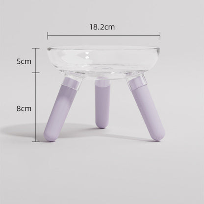 Pet Cat And Dog Feeding Bowl Household Cat And Dog Drinking Water Anti-knock Feeder Transparent Glass Bowl Cat Bowl