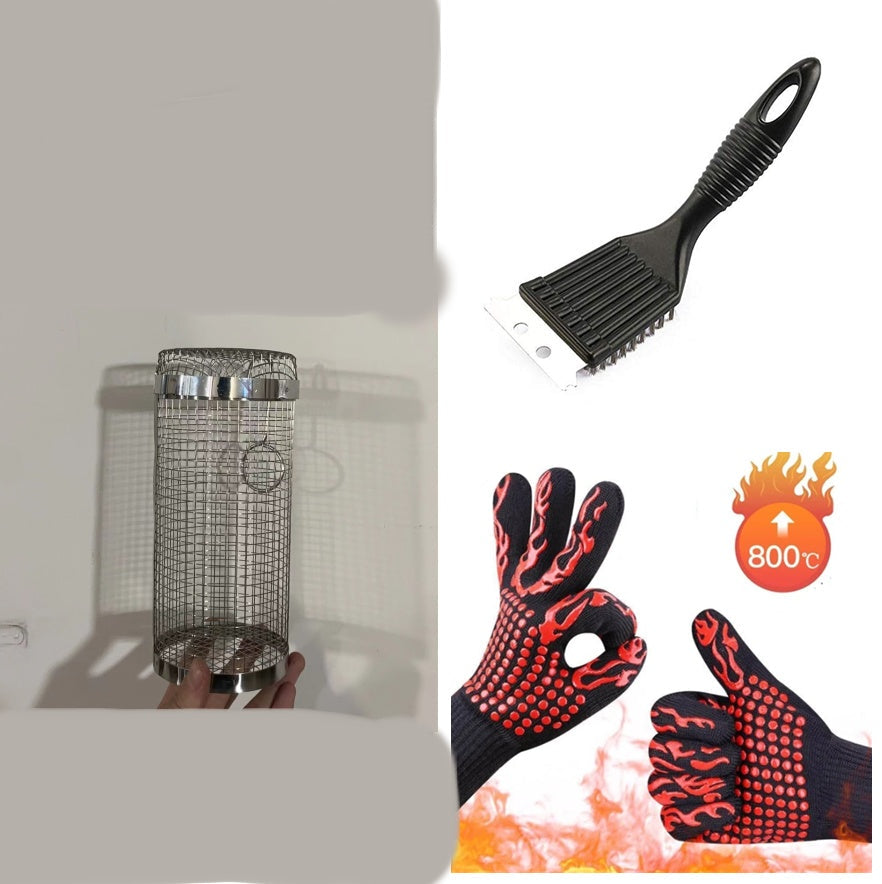 Portable Metal BBQ Grilling Basket for Outdoor Camping