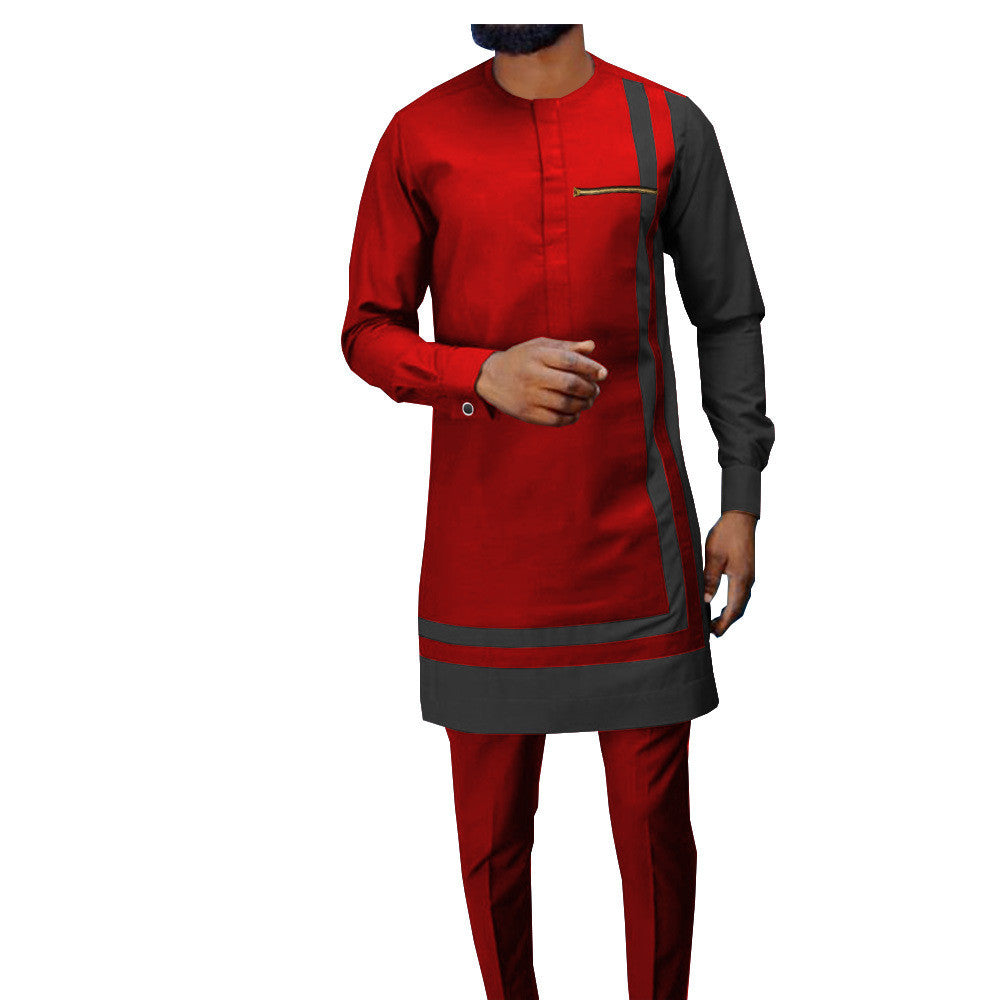African Ethnic Printing Batik Cotton Men's Suit
