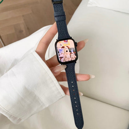 Square Buckle Lychee Leather Waist Strap