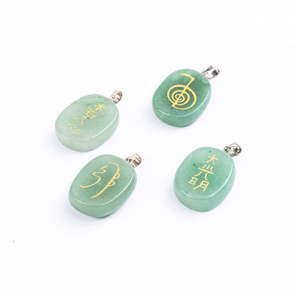 Natural Crystal Oval Carved Diy Necklace Pendant