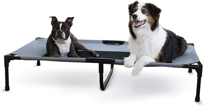 K&H Outdoor Elevated Dog Bed, Cooling Raised Dog Bed, Gray, XL 50X32In | Pet Cot for Large & Extra Large Pets, Breathable Mesh Center Hammock Design, Indoor/Outdoor Washable Cover, 50X32In