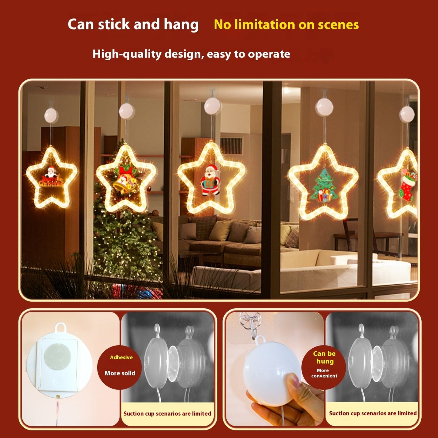 LED Christmas Star Pendant Window Door Decor