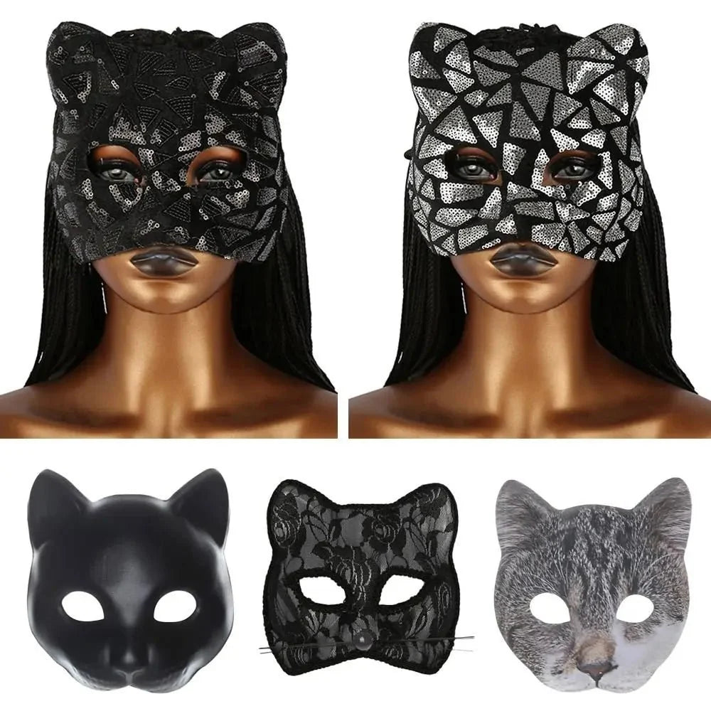 Cat Girl Half Face Party Mask | EVA Masquerade and Cosplay Accessory