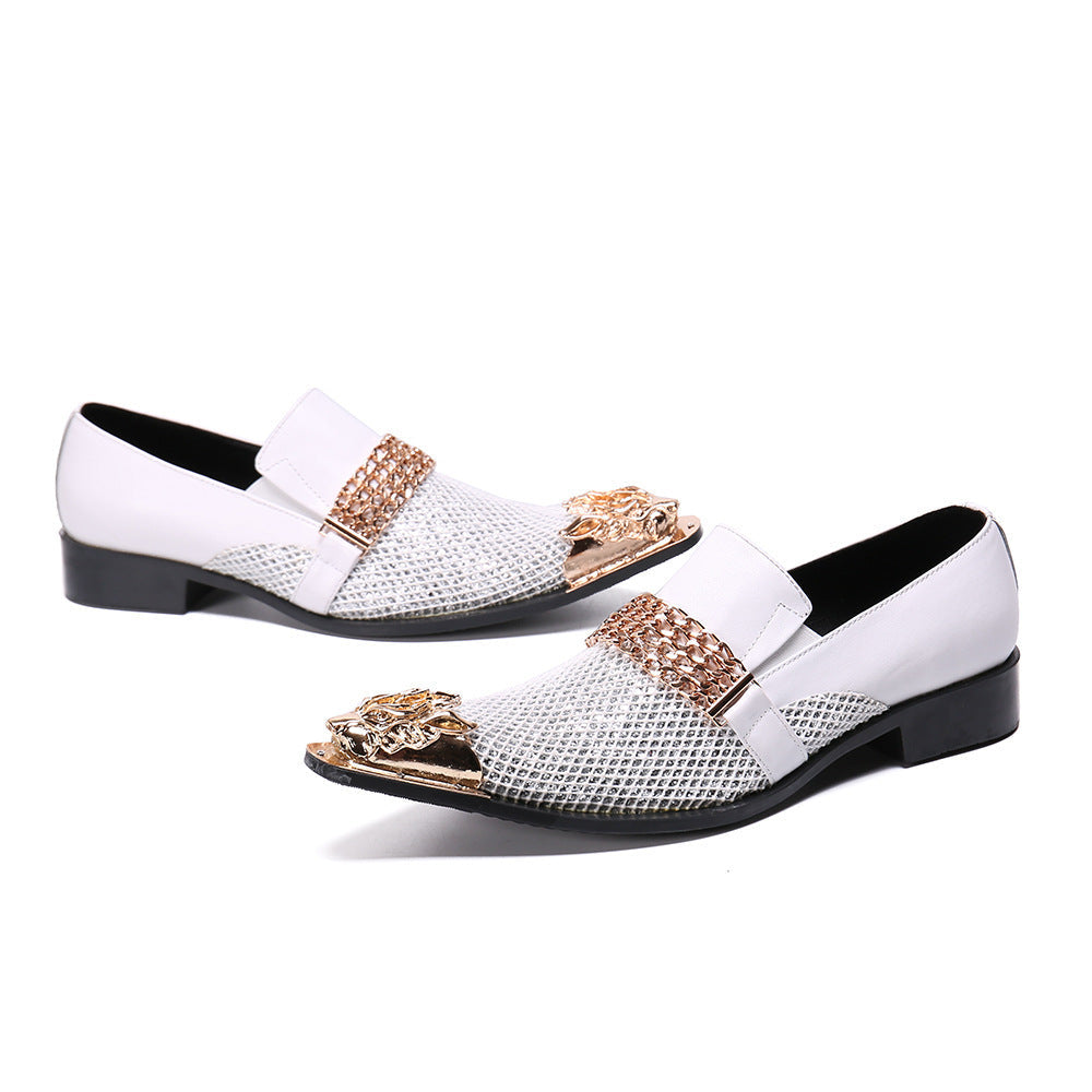 British Pointed Inner Height Increasing Leather Shoes