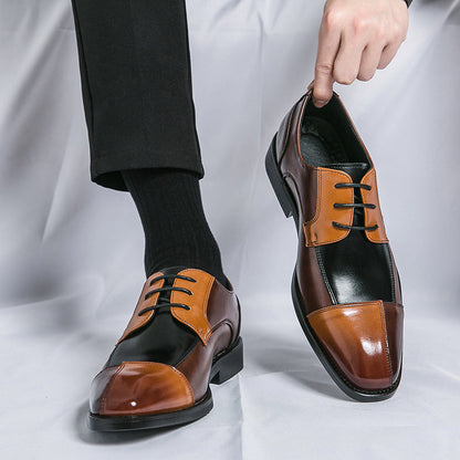 Men's Large Size Square Toe Leather Shoes