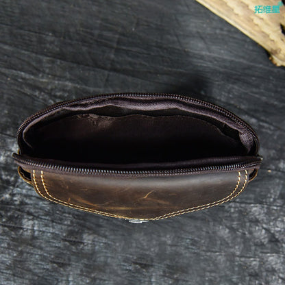 Men Waist Pack Genuine Leather Retro Cell Phone