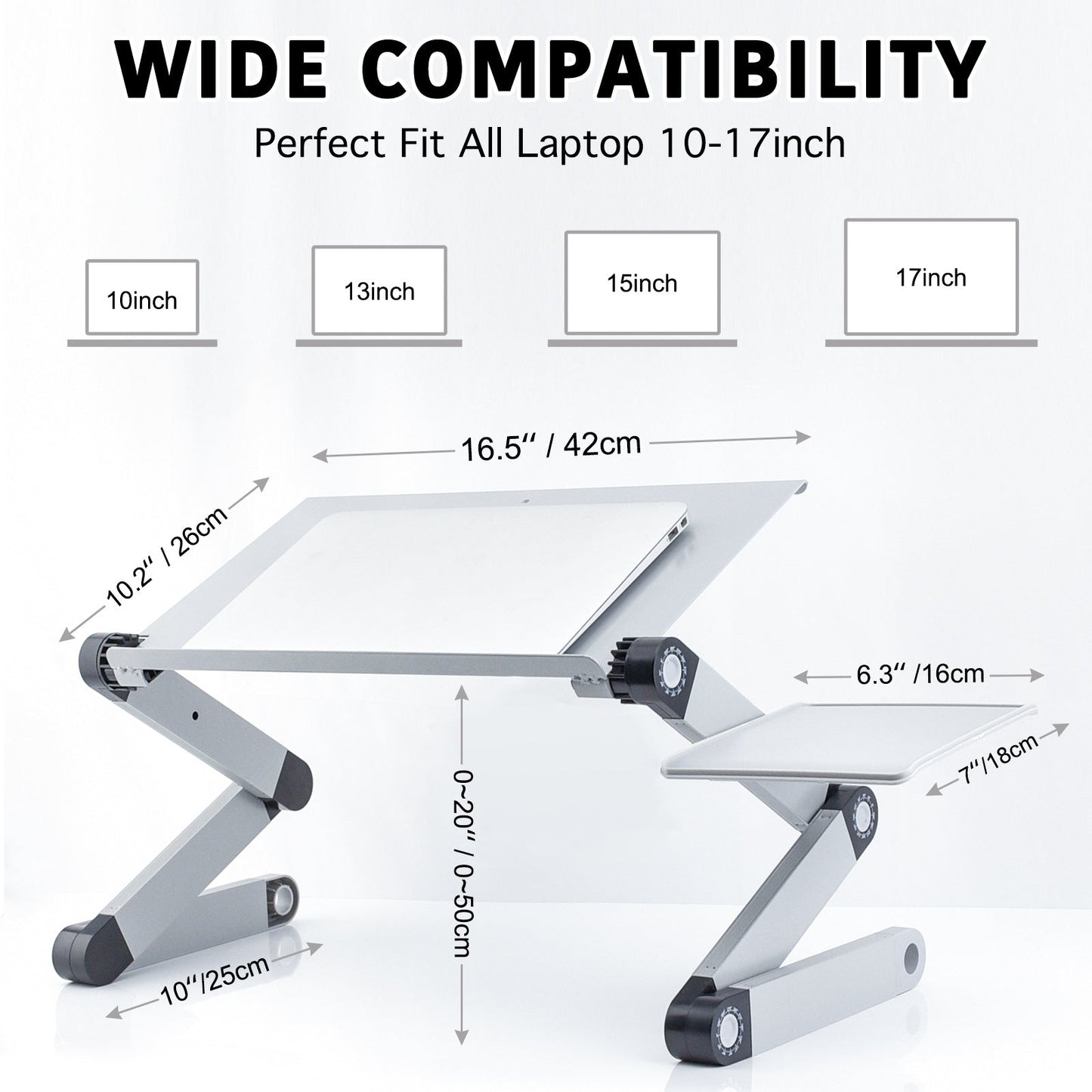 RAINBEAN Adjustable Laptop Stand with Cooling Fans and Mouse Pad